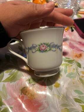 Vintage Giftcraft Toronto Anniversary Tea Cup Blue Wedding Bells and Roses Made
